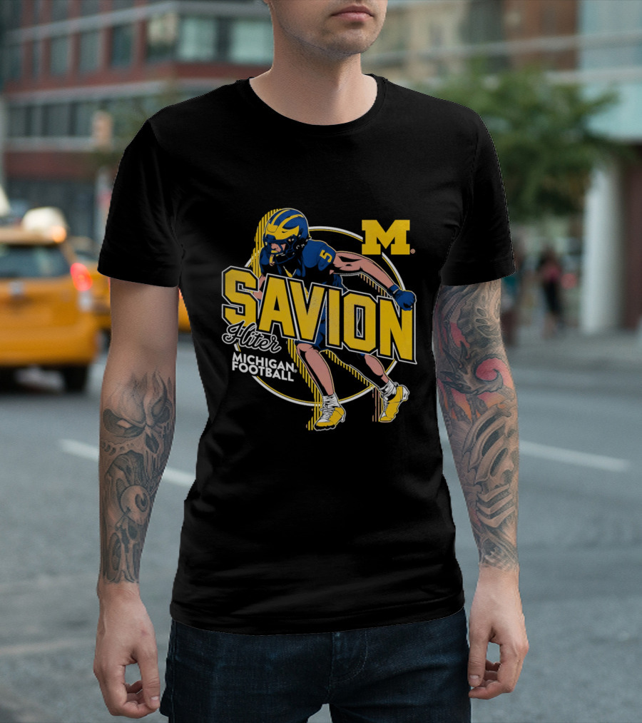 Michigan Wolverines Savion Hiter Number 5 Player Football M T-Shirt