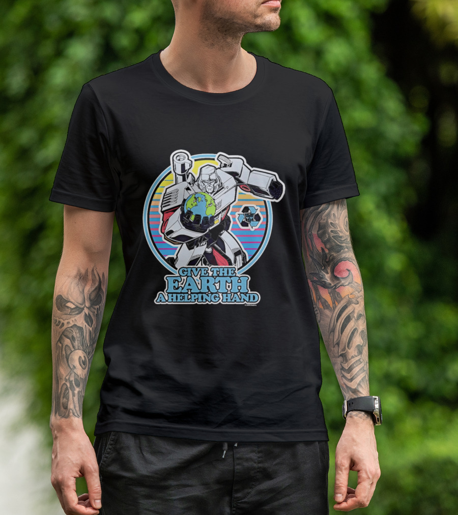 Give The Earth A Helping Hand Megatron With Recycling Symbol Transformers T-Shirt