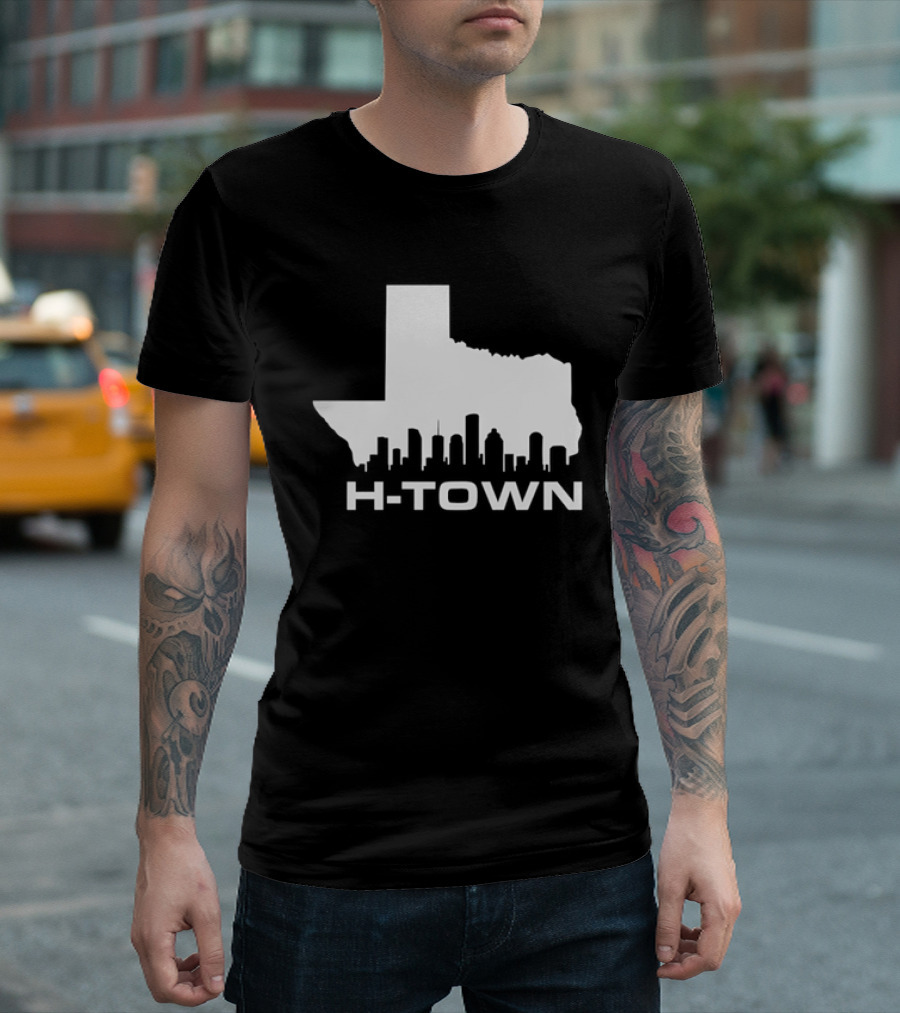 H Town Texas Map Houston Skyline T-Shirt