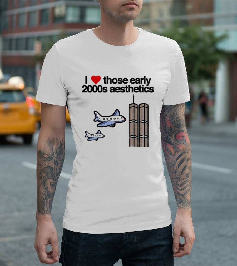 I Heart Those Early 2000s Aesthetics Airplanes World Trade Center Towers T-Shirt