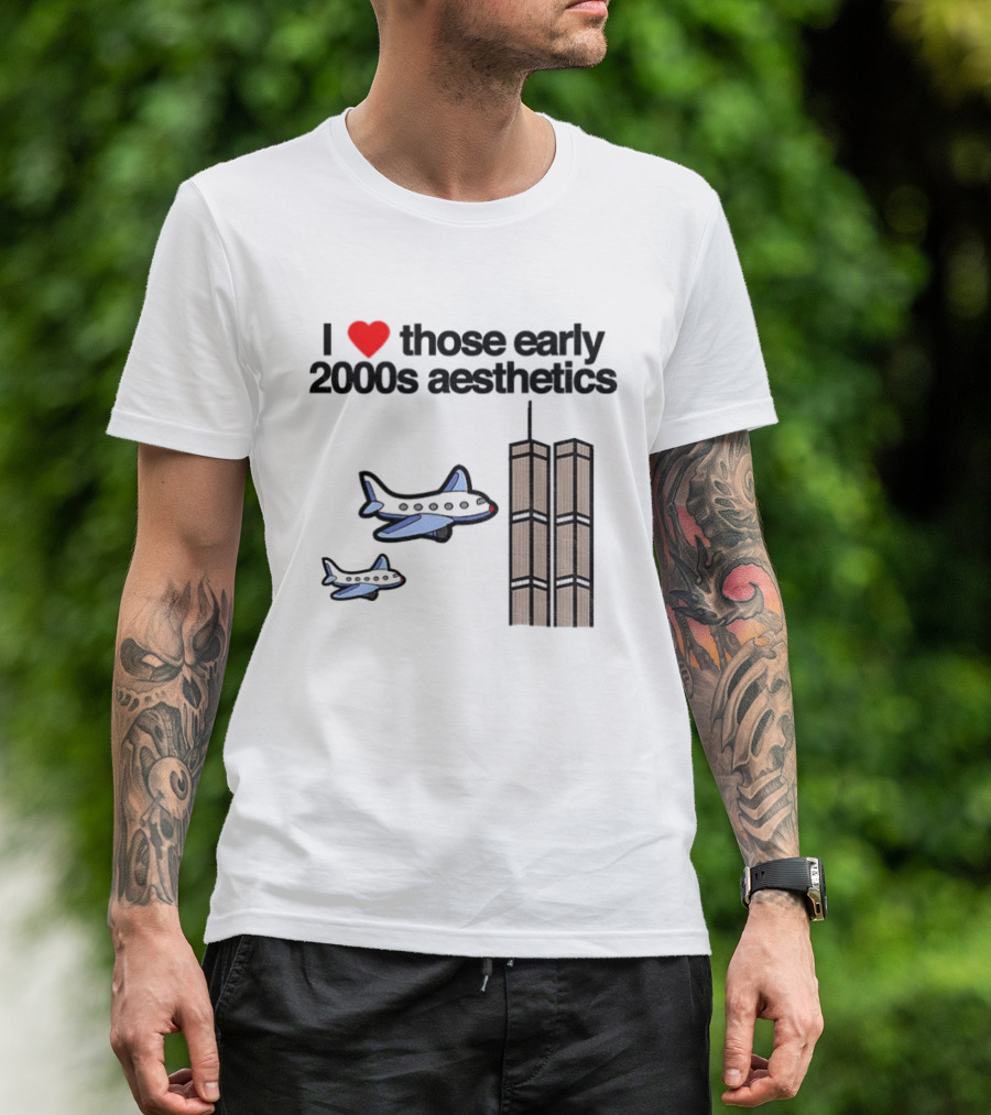 I Heart Those Early 2000s Aesthetics Airplanes World Trade Center Towers T-Shirt