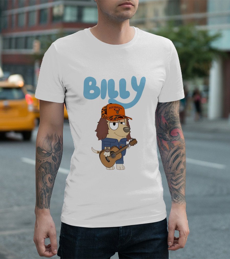 Billy Roy Electric Boomer Character With Guitar And Hat T-Shirt