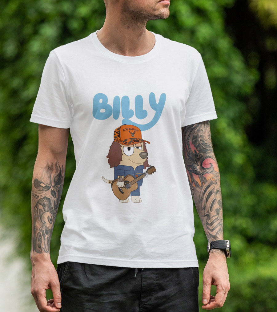 Billy Roy Electric Boomer Character With Guitar And Hat T-Shirt