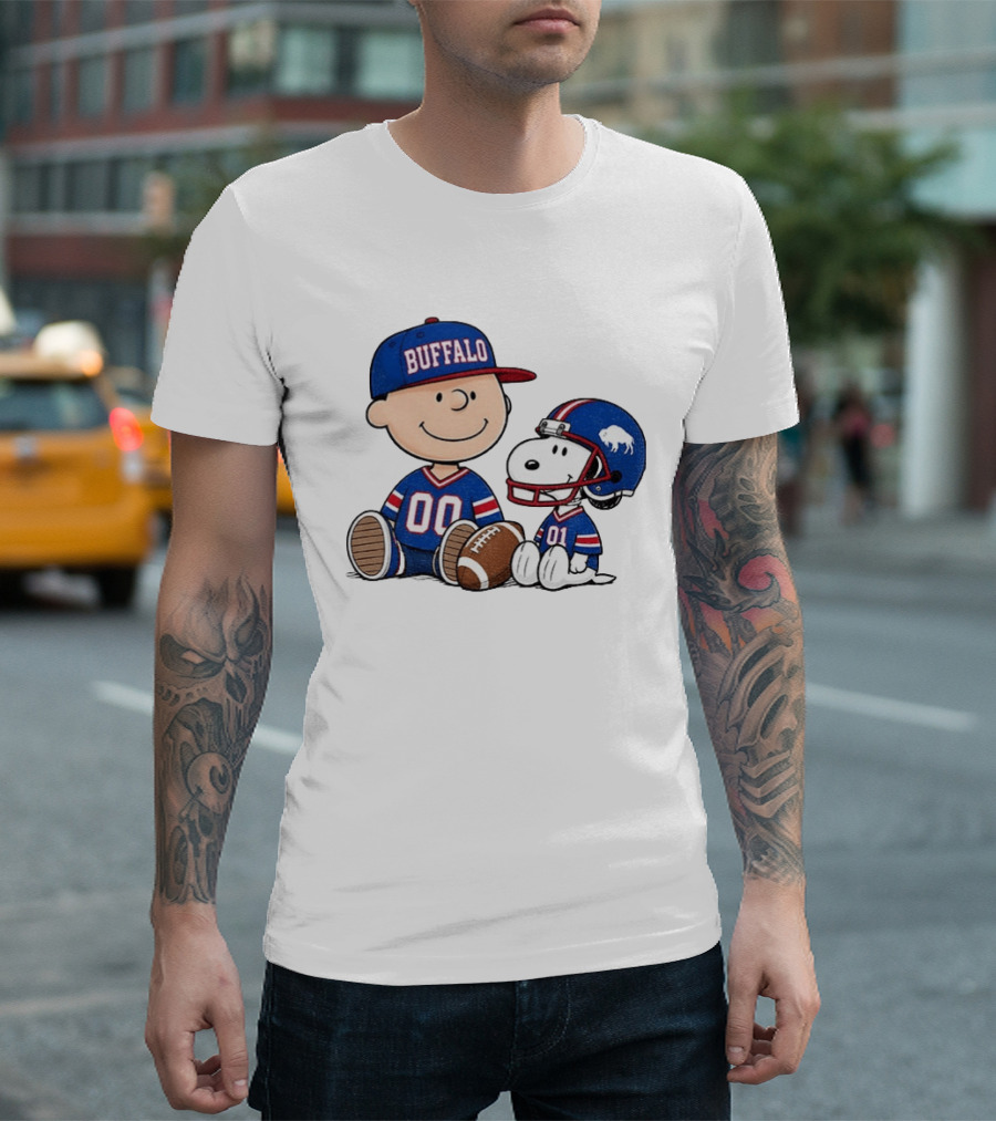 Charlie Brown Snoopy Buffalo 00 01 Football Team Cartoon Sports Fan Gear T-Shirt