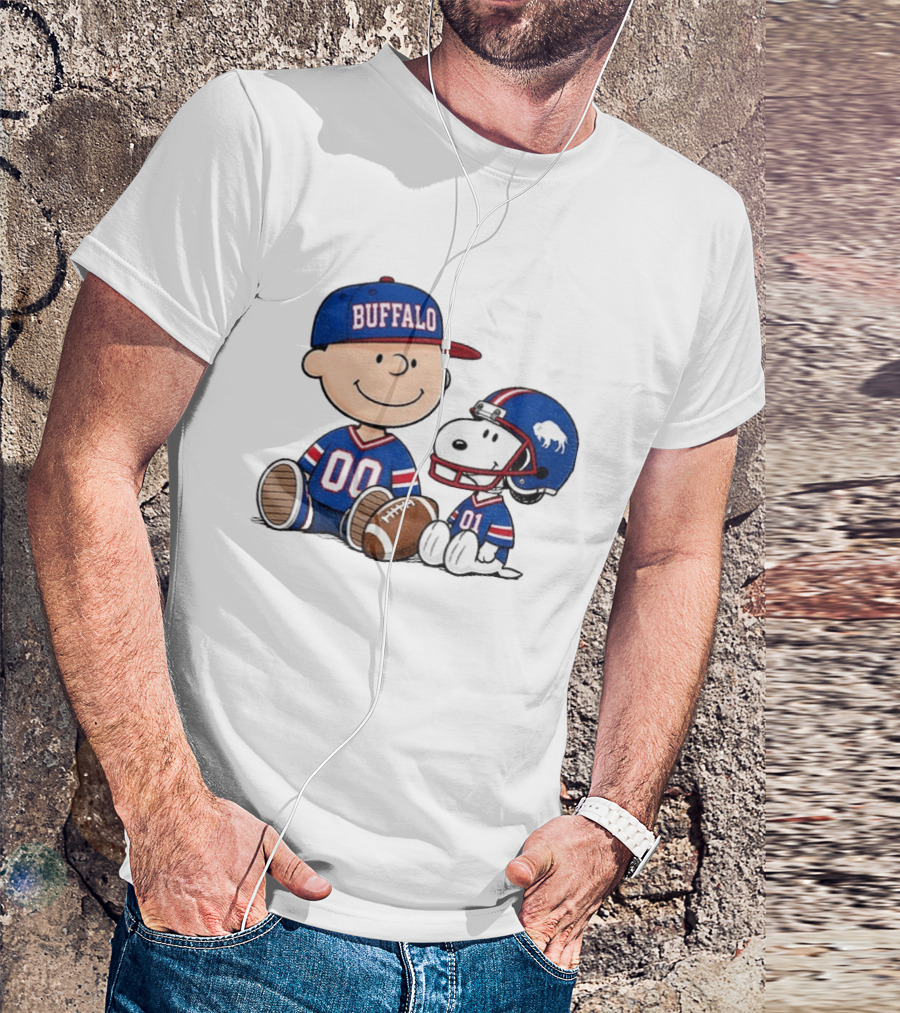 Charlie Brown Snoopy Buffalo 00 01 Football Team Cartoon Sports Fan Gear T-Shirt