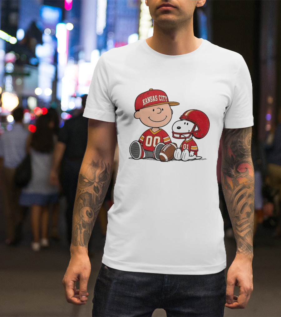 Kansas City Football With Charlie Brown And Snoopy Players T-Shirt