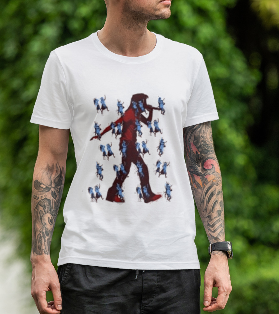 JID Faded White God Does Like Ugly J.I.D. GDLU Blue Floral Shadow T-Shirt