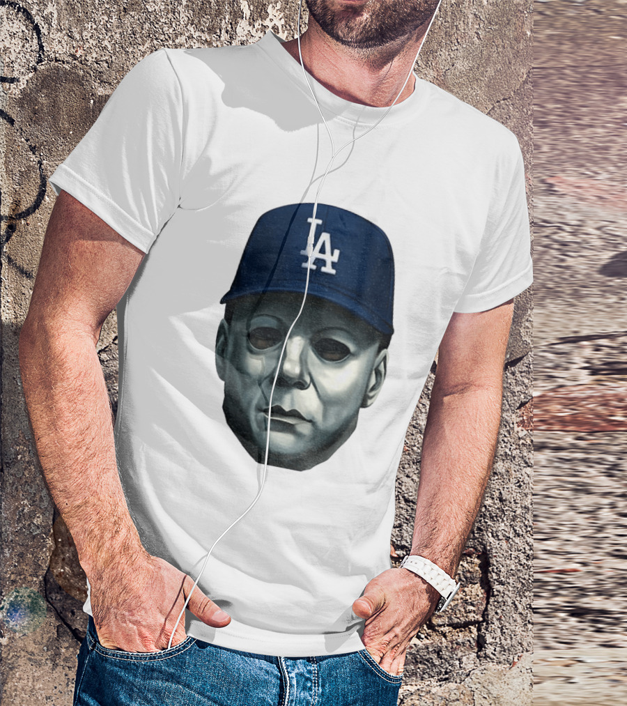 Michael Myers LA Dodgers Cap Halloween Horror T-Shirt