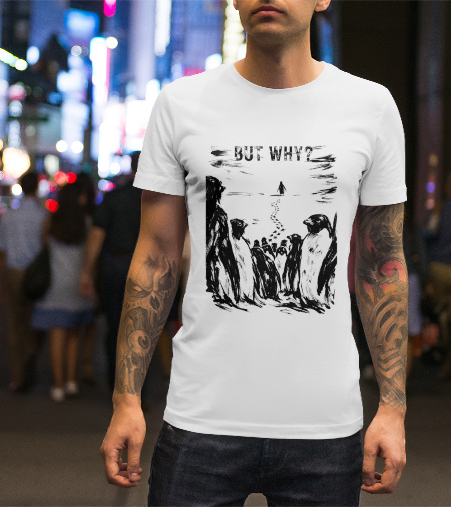 Nihilist Penguin But Why Snow Scene T-Shirt