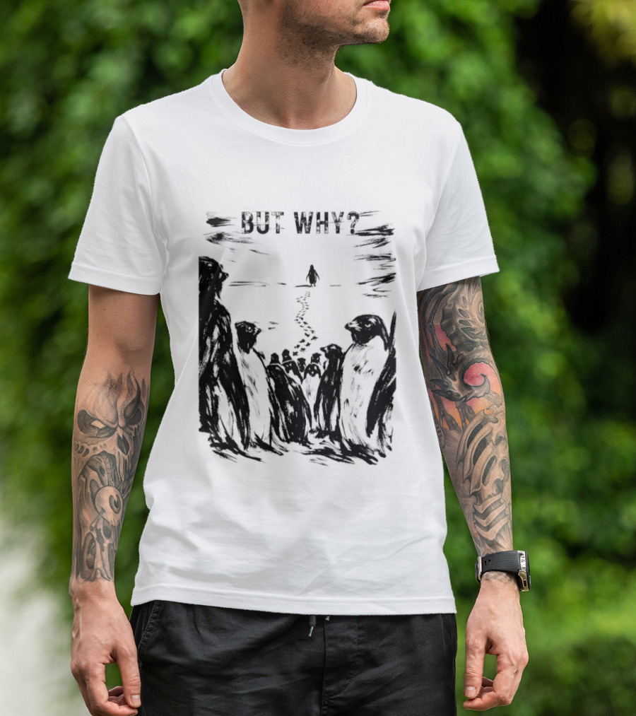 Nihilist Penguin But Why Snow Scene T-Shirt