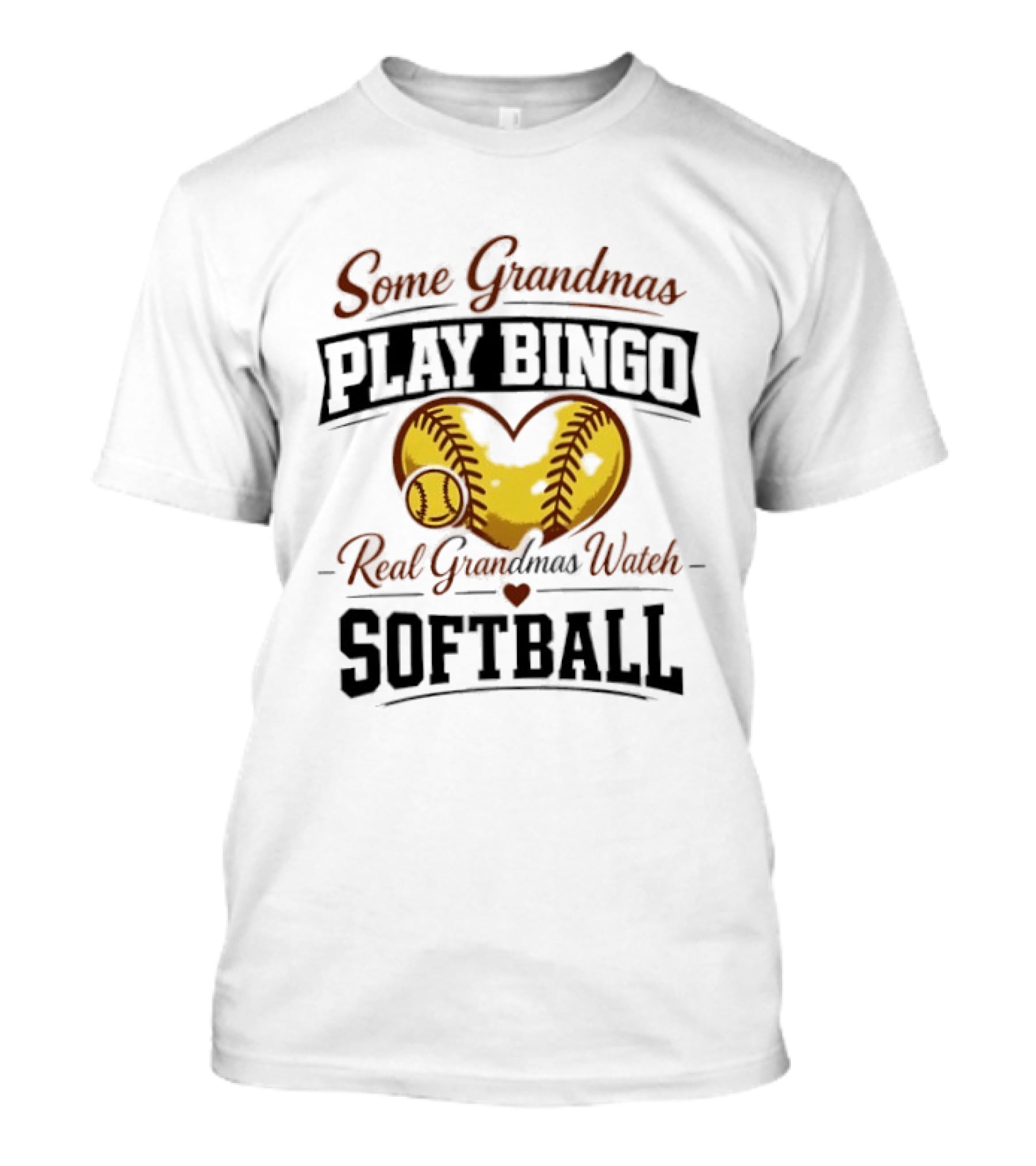Some Grandmas Play Bingo Real Grandmas Softball Heart Softball T-Shirt