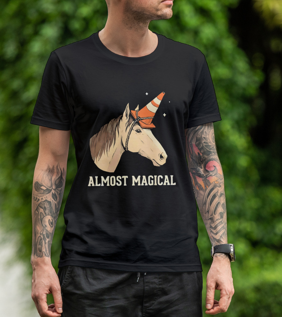 Almost Magical Horse With Traffic Cone Hat T-Shirt