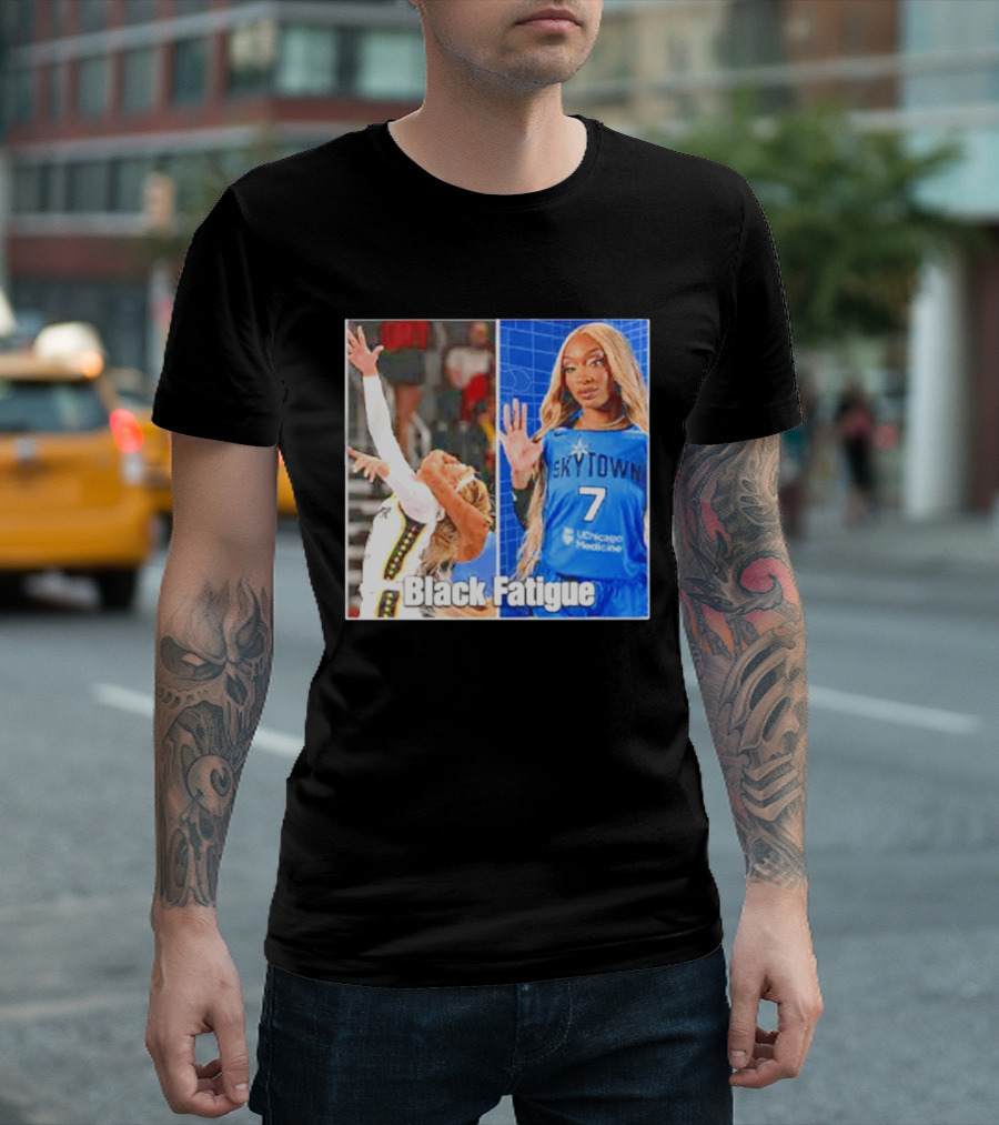 Skytown WNBA Black Fatigue Meme DiJonai Carrington Sophie Cunningham Hard Foul T-Shirt