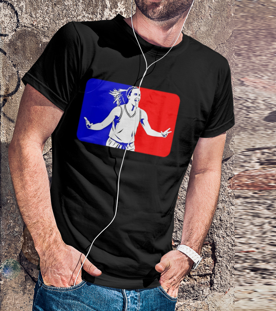 Caitlin Clark Basketball Player Silhouette In Iconic Red And Blue T-Shirt