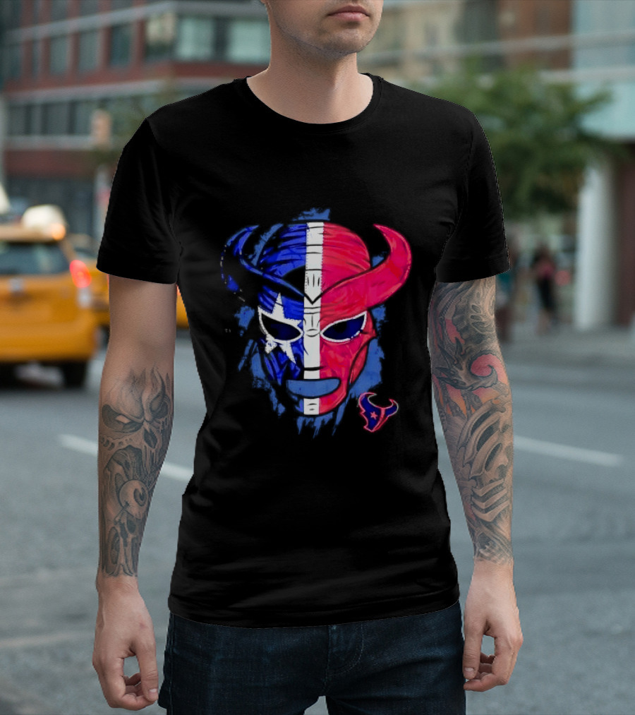 Houston Texans Distressed Lucha Libre Mask Texas Flag T-Shirt