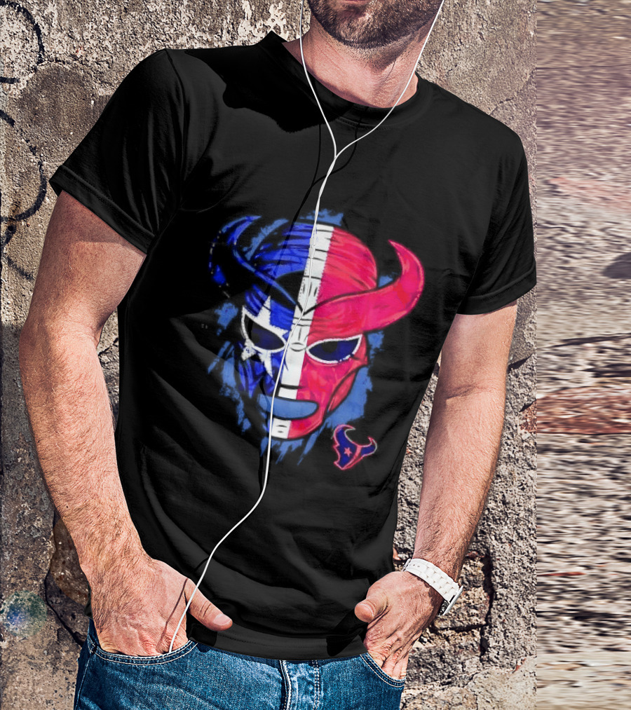 Houston Texans Distressed Lucha Libre Mask Texas Flag T-Shirt