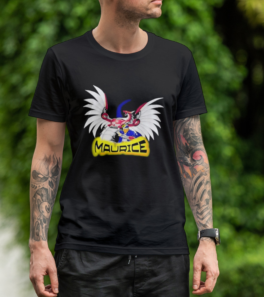 Maurice Cybernetic Dragon Winged Anime Duelist Trading Card Yellow T-Shirt