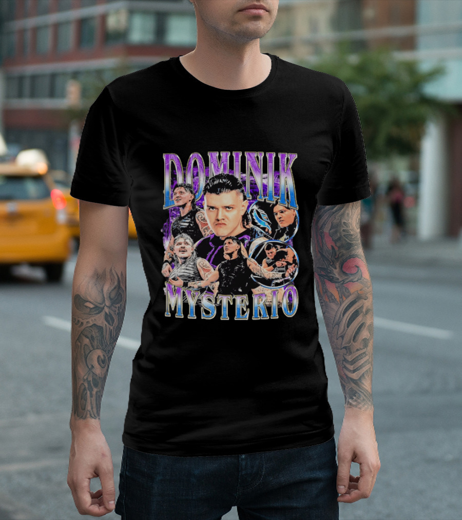 Dominik Mysterio Wrestler Photo Collage Metallic Gradient T-Shirt