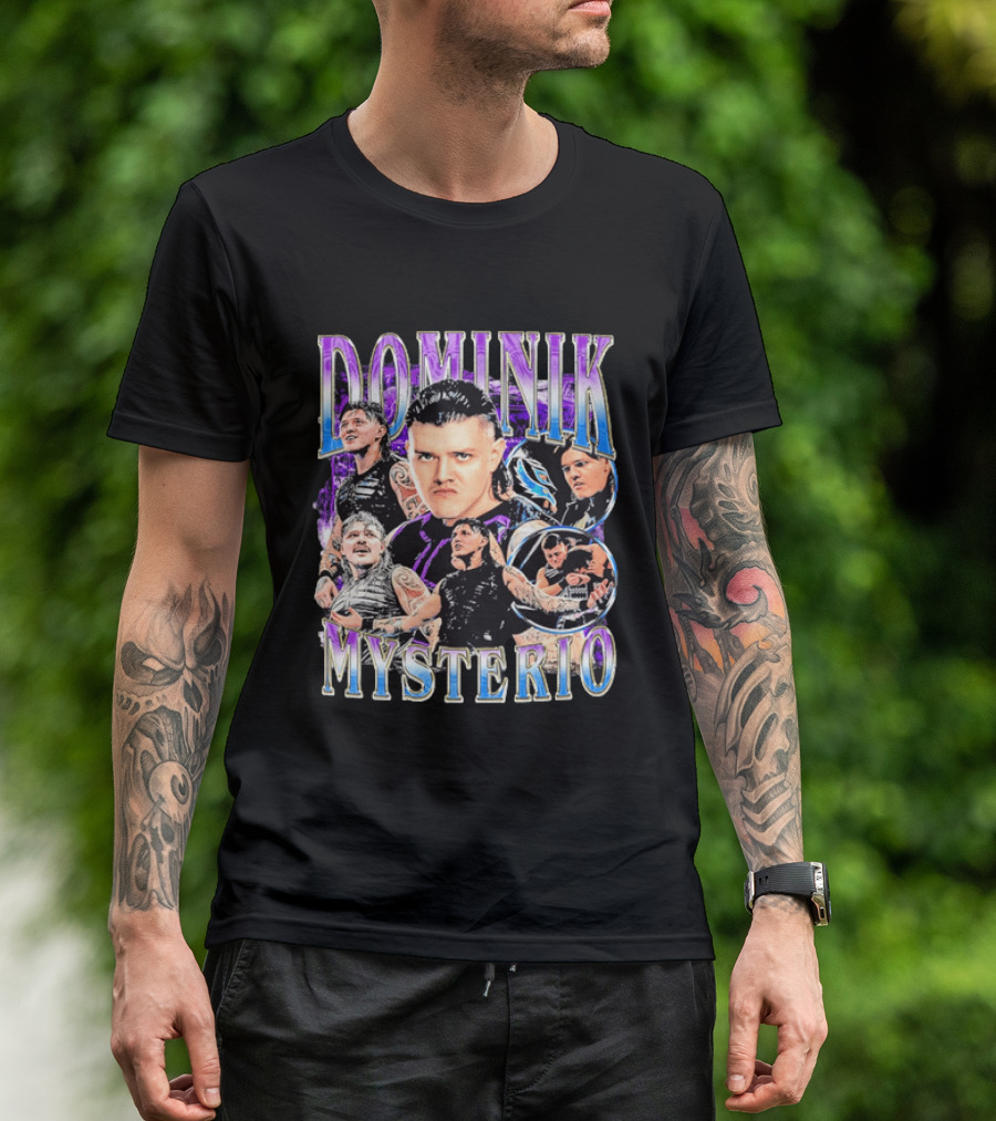 Dominik Mysterio Wrestler Photo Collage Metallic Gradient T-Shirt