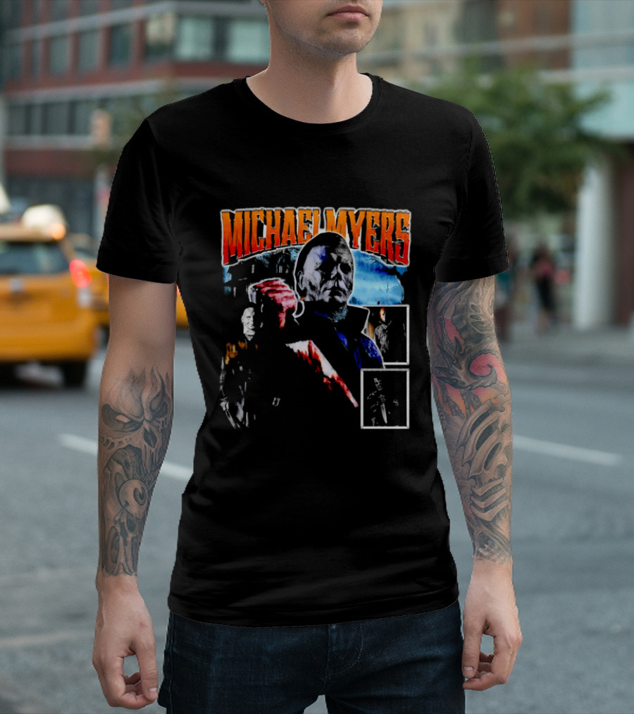 Michael Myers Bootleg Collage Mask Bloody Knife House T-Shirt
