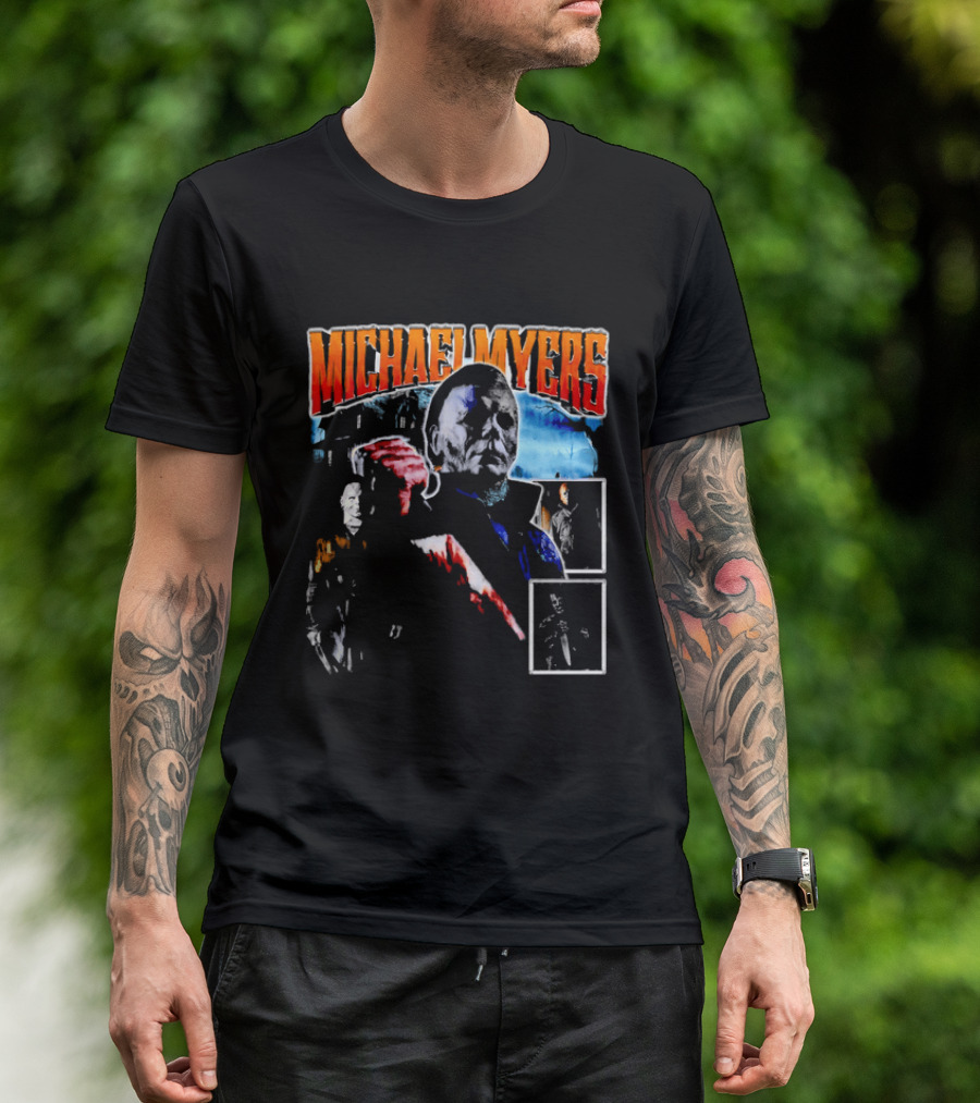Michael Myers Bootleg Collage Mask Bloody Knife House T-Shirt