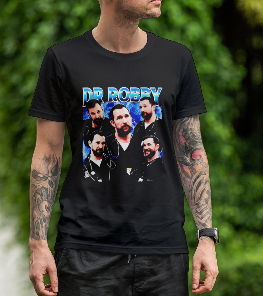 Dr Robby Bearded Male Doctor Scrubs Stethoscope Photo Collage T-Shirt
