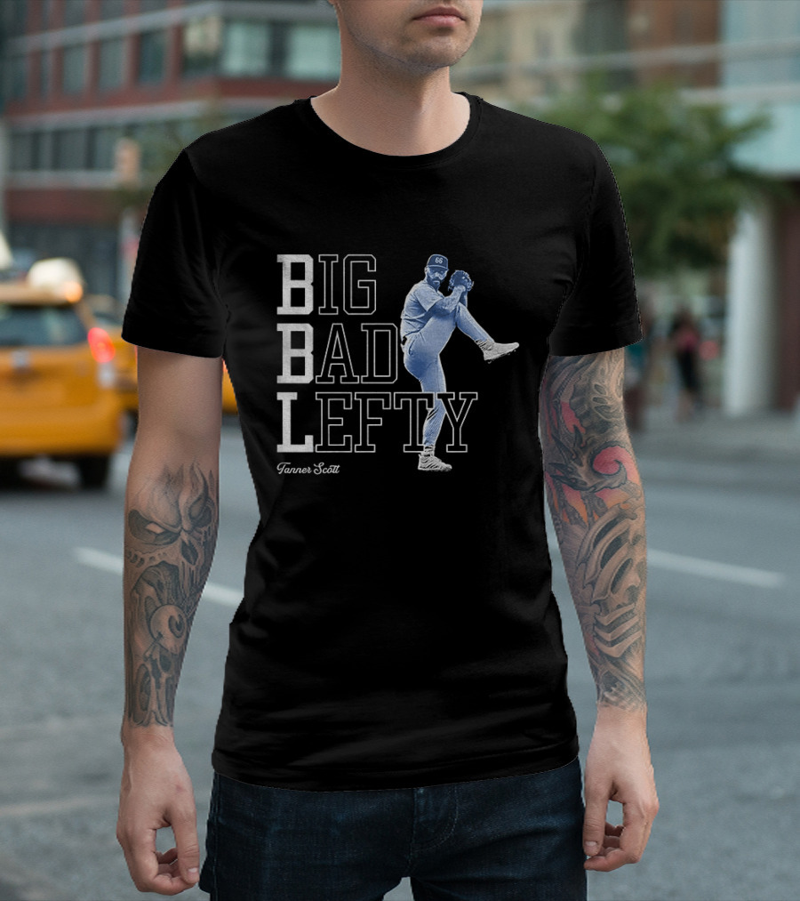 Miguel Rojas Wearing Tanner Scott Big Bad Lefty 66 T-Shirt