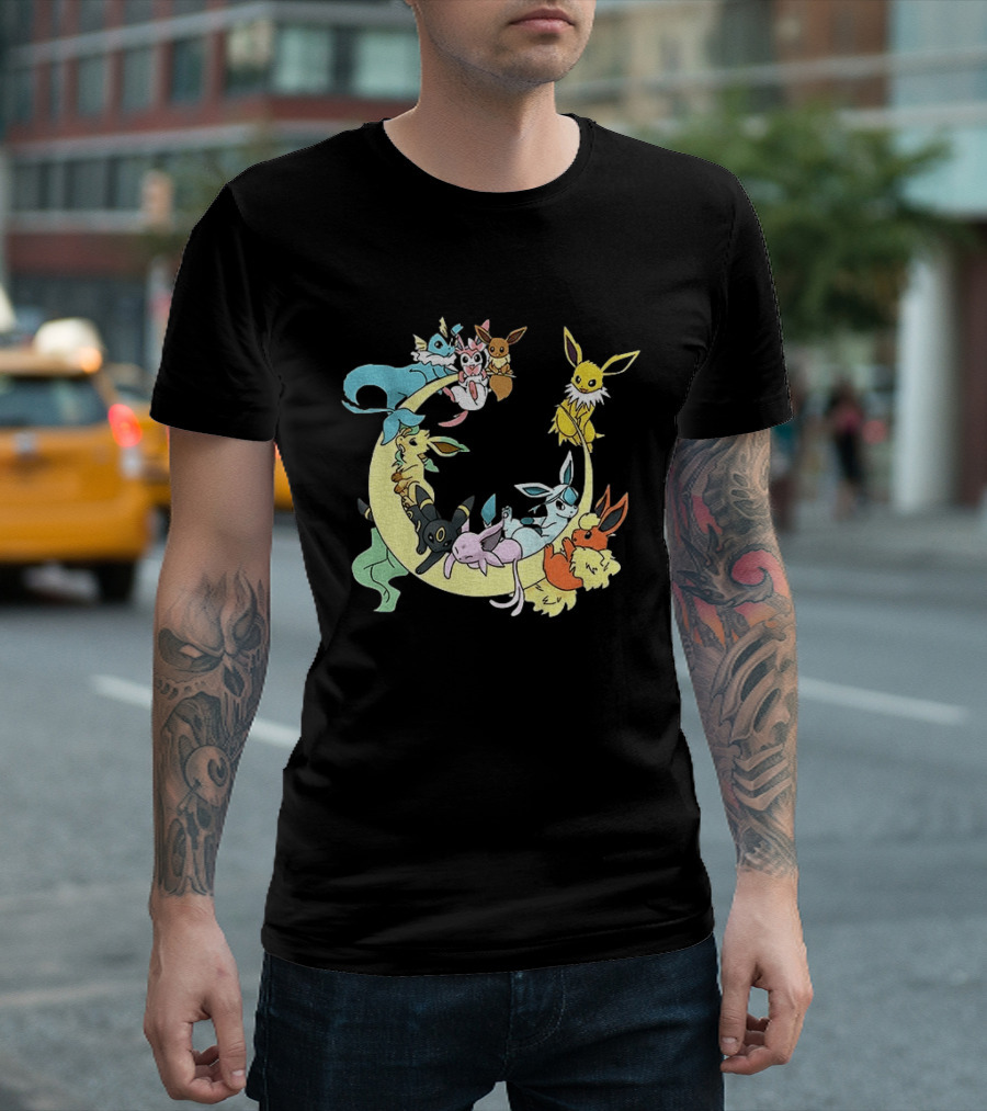 Eevee Evolutions Sylveon Umbreon Flareon Jolteon Vaporeon Espeon Leafeon Glaceon T-Shirt