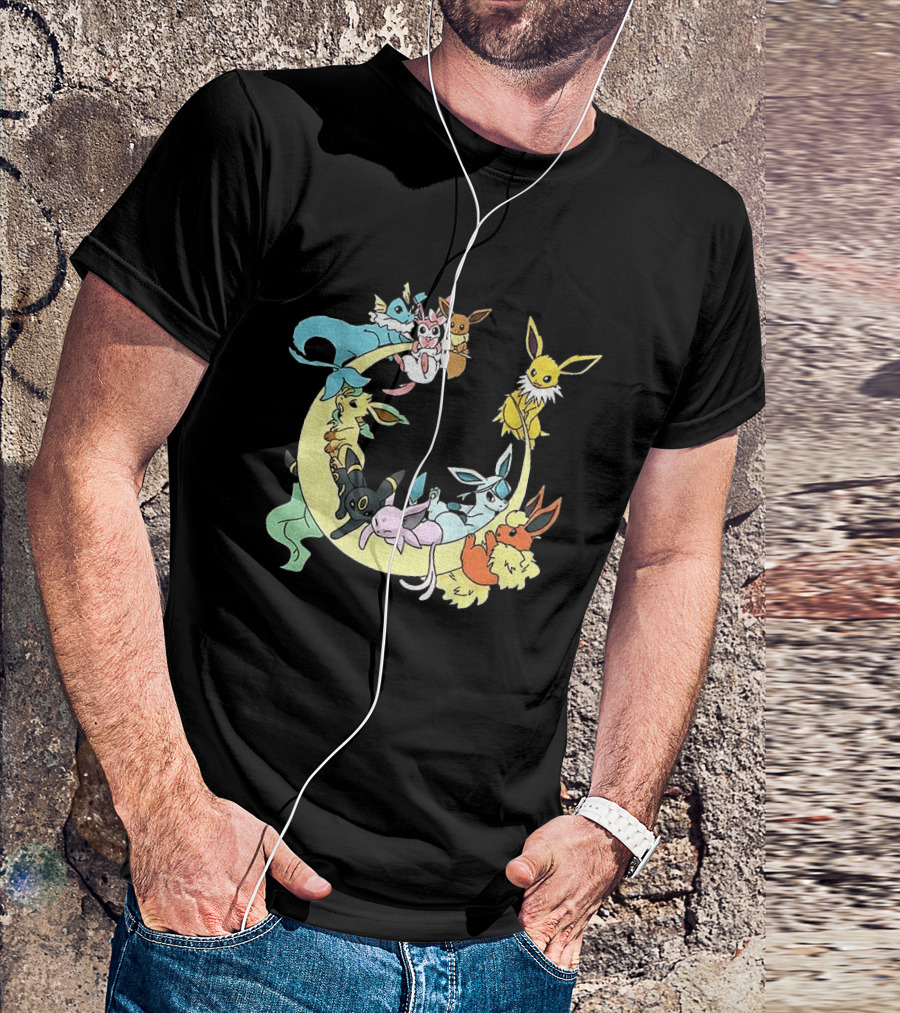 Eevee Evolutions Sylveon Umbreon Flareon Jolteon Vaporeon Espeon Leafeon Glaceon T-Shirt