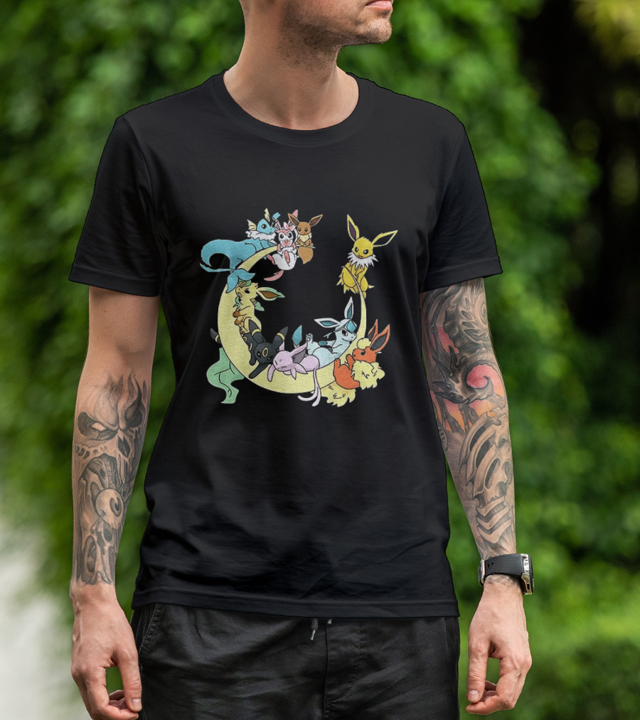 Eevee Evolutions Sylveon Umbreon Flareon Jolteon Vaporeon Espeon Leafeon Glaceon T-Shirt