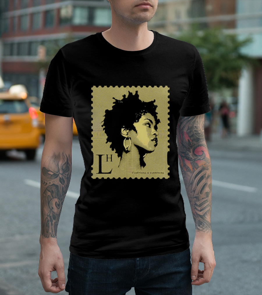 Everything Is Lh Gold Line Afro Woman Stamp T-Shirt
