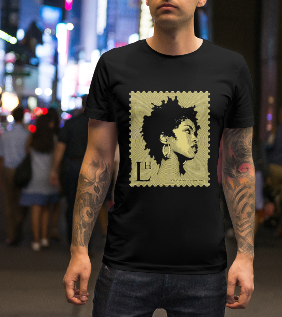 Everything Is Lh Gold Line Afro Woman Stamp T-Shirt