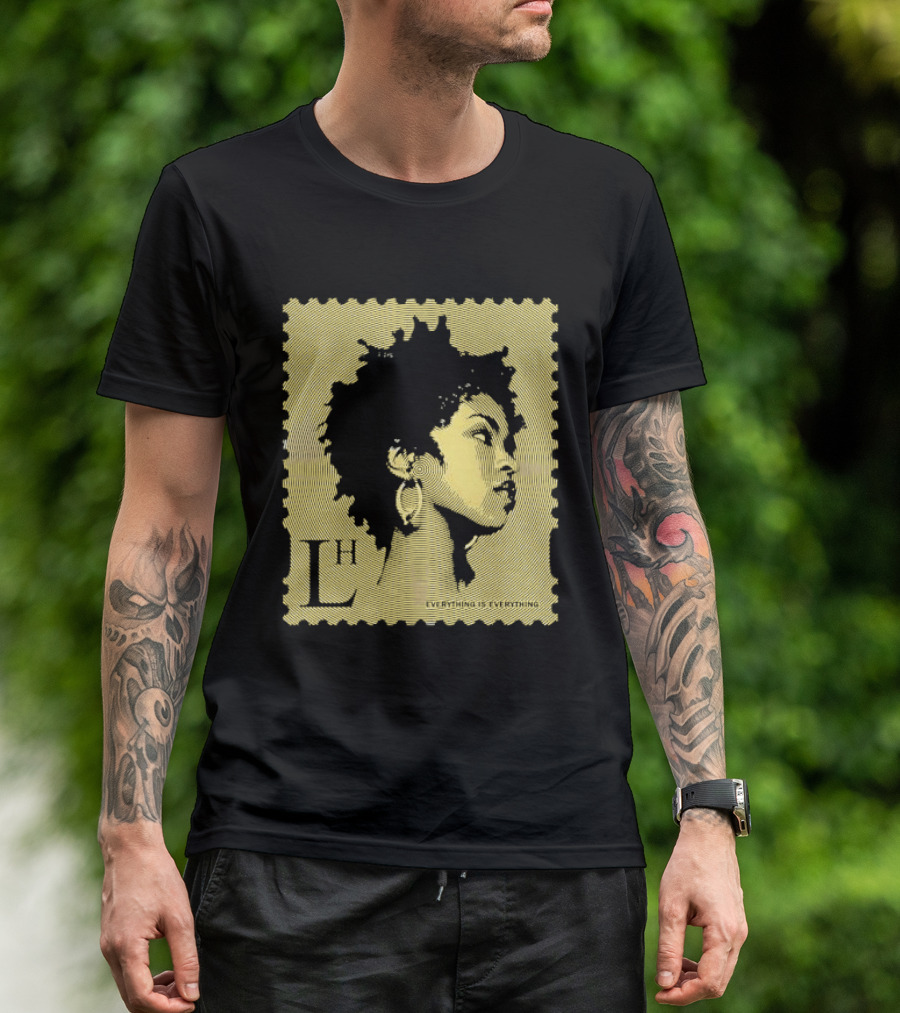 Everything Is Lh Gold Line Afro Woman Stamp T-Shirt