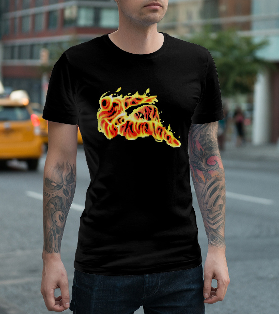 Fiery Waves Of Burning Flame Blaze In Yellow Orange Red Hues T-Shirt