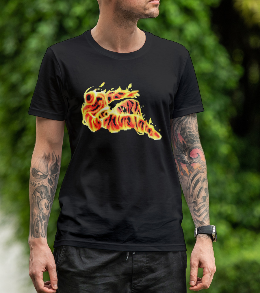 Fiery Waves Of Burning Flame Blaze In Yellow Orange Red Hues T-Shirt