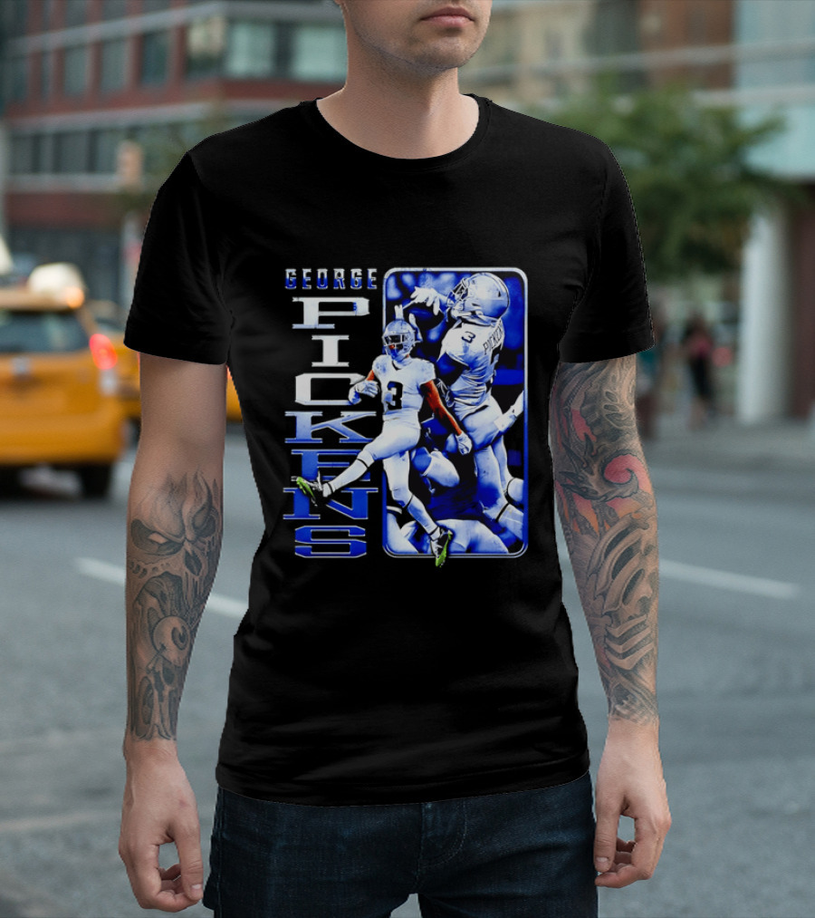 George Pickens Football Catching Collage Blue T-Shirt