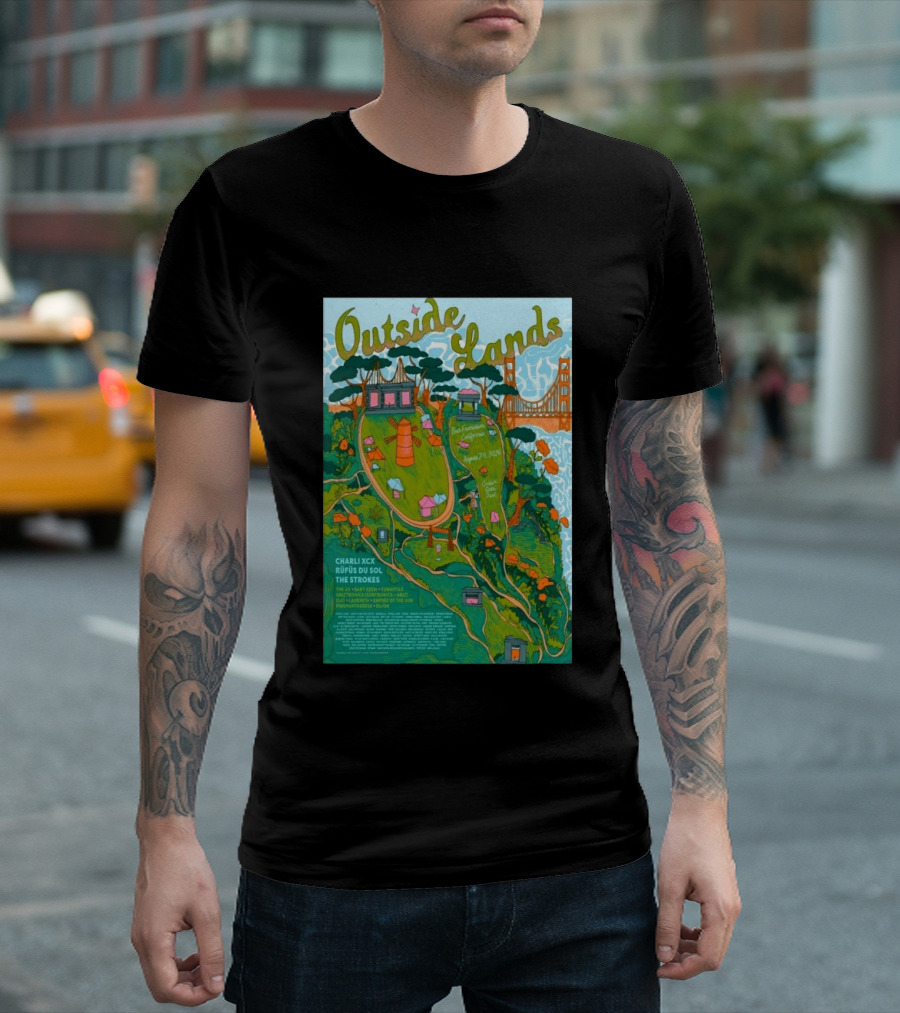 Outside Lands San Francisco August 7 9 2026 Golden Gate Park Charli XCX Rufus Du Sol The Strokes T-Shirt
