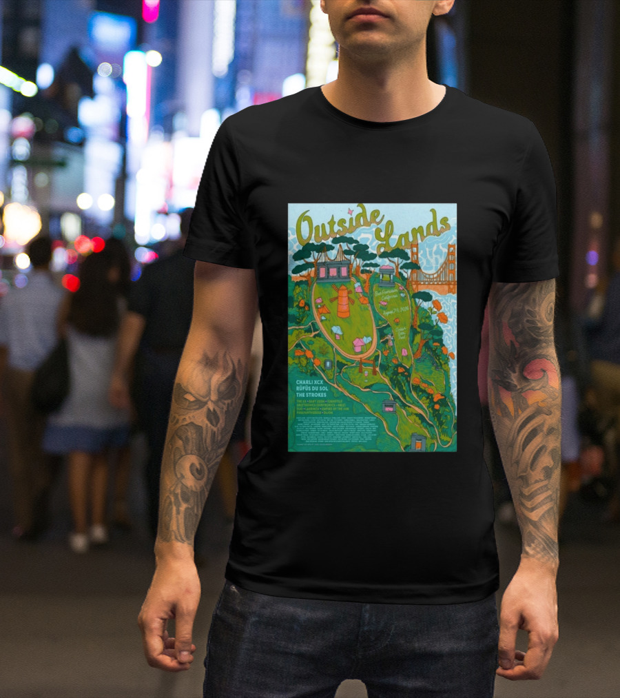 Outside Lands San Francisco August 7 9 2026 Golden Gate Park Charli XCX Rufus Du Sol The Strokes T-Shirt