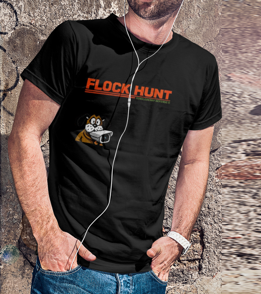 Flock Hunt Pixelated Canine Dingleberry Defense Security Camera T-Shirt