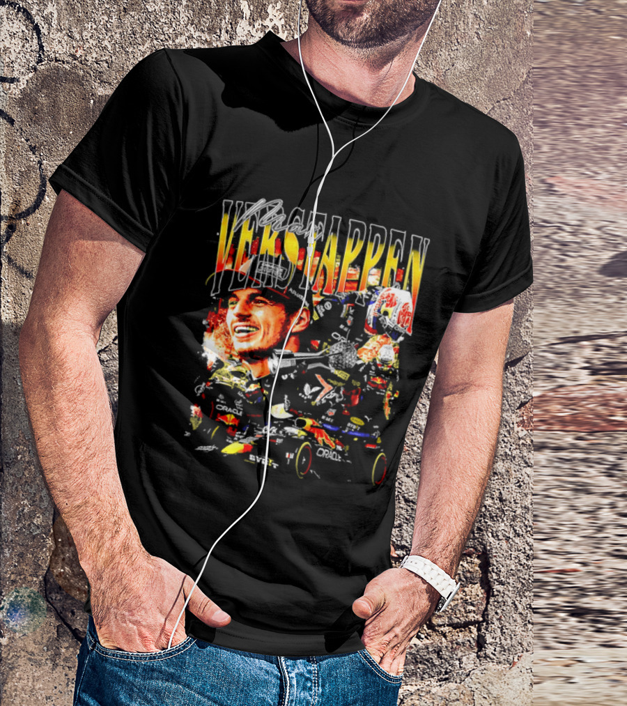 Max Verstappen Red Bull Racing F1 Driver Trophy Car Photo Collage T-Shirt