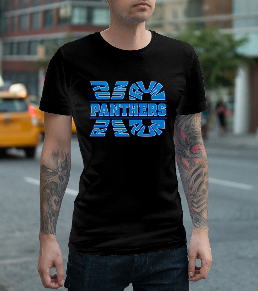 Run Panthers Repeated Blue Kinetic Athletic Block T-Shirt