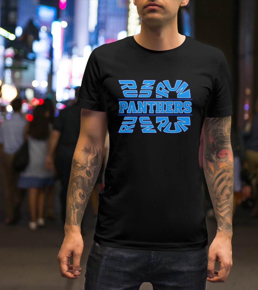 Run Panthers Repeated Blue Kinetic Athletic Block T-Shirt