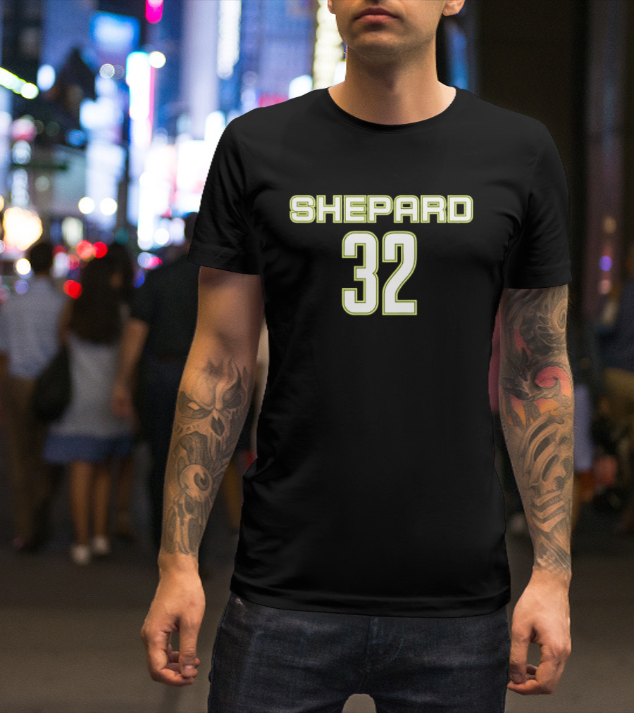 Shepard 32 Lime Green Athletic Block Lettering Jersey T-Shirt