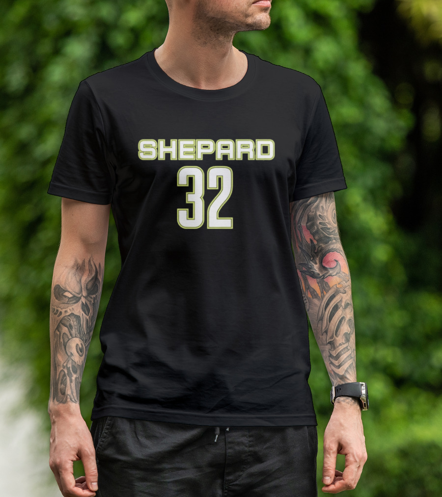 Shepard 32 Lime Green Athletic Block Lettering Jersey T-Shirt
