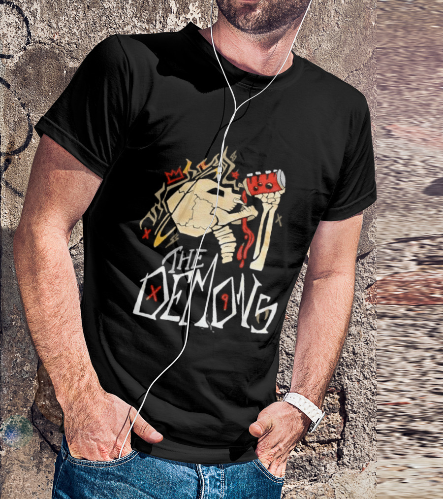 The Demons Crowned Skeleton Skull Drinking Spray Can T-Shirt
