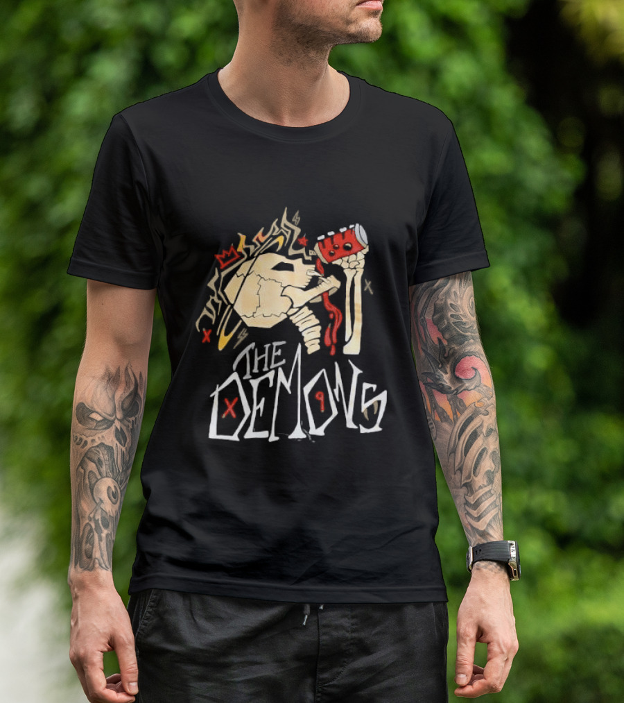 The Demons Crowned Skeleton Skull Drinking Spray Can T-Shirt