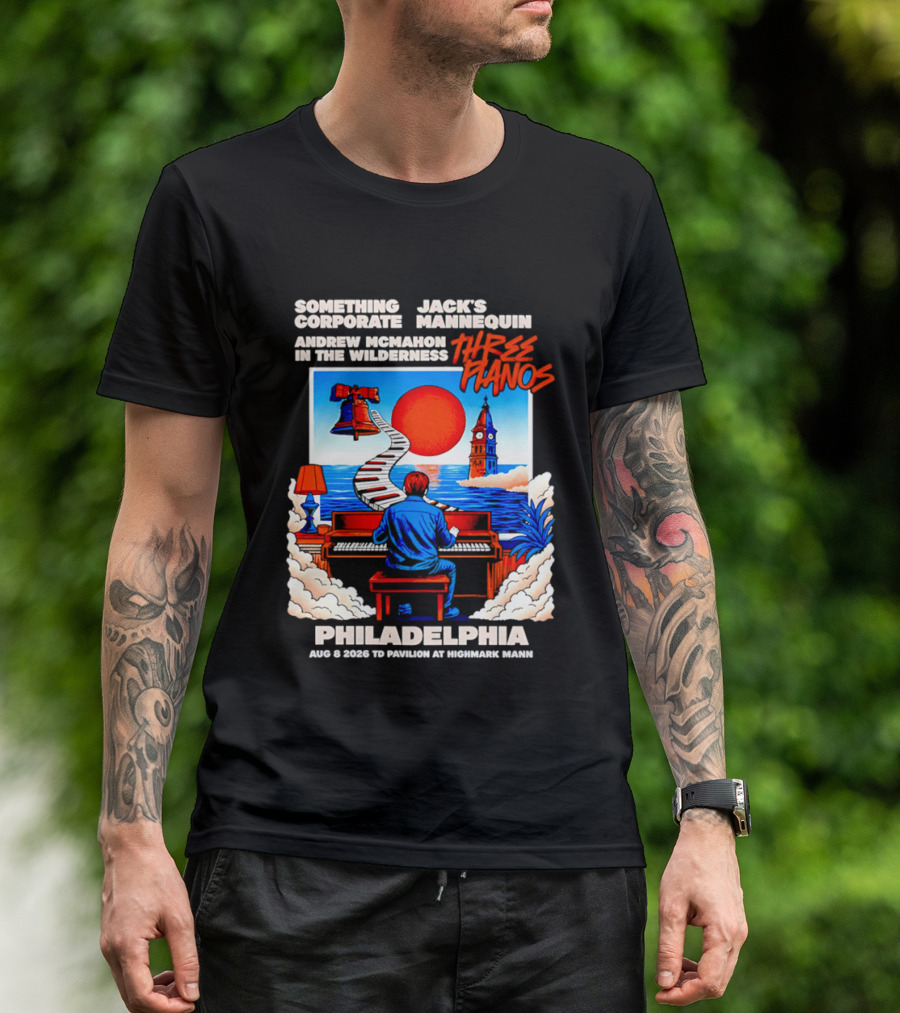 Something Corporate Jack's Mannequin Andrew McMahon Three Pianos Philadelphia Aug 08 2026 T-Shirt
