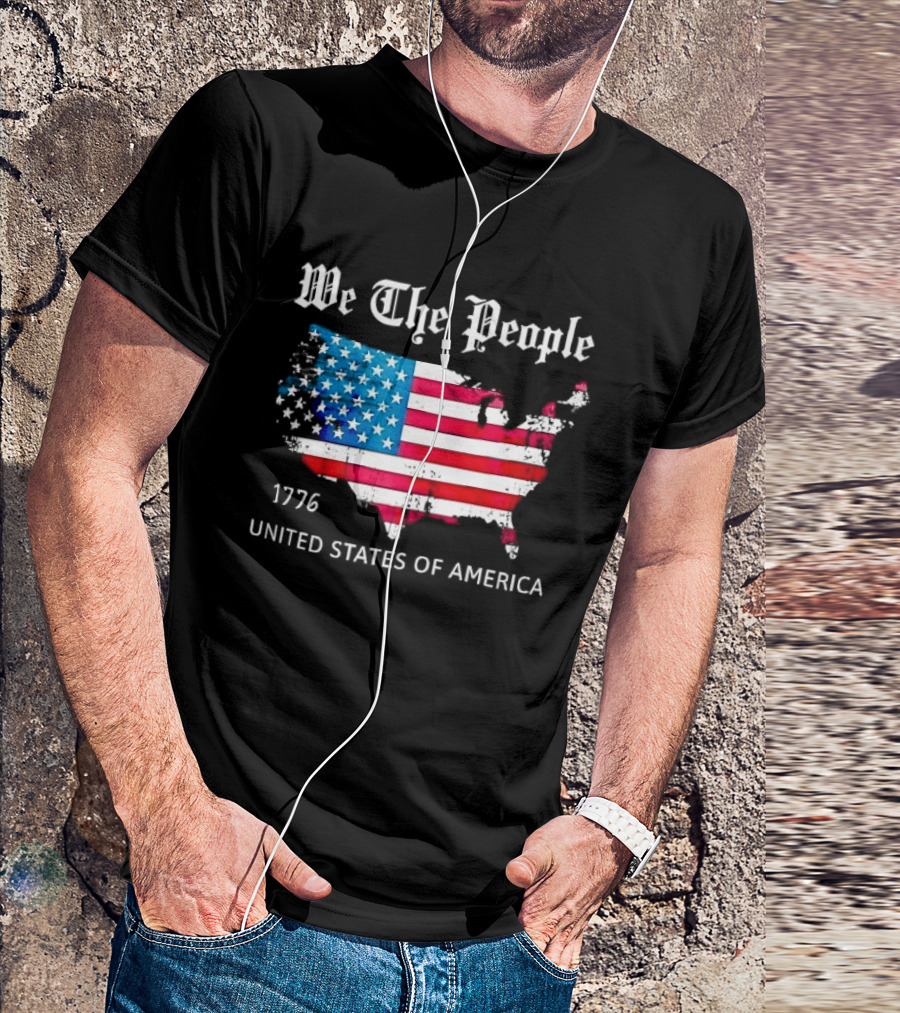 We The People 1776 Distressed USA Map Flag United States Of America T-Shirt