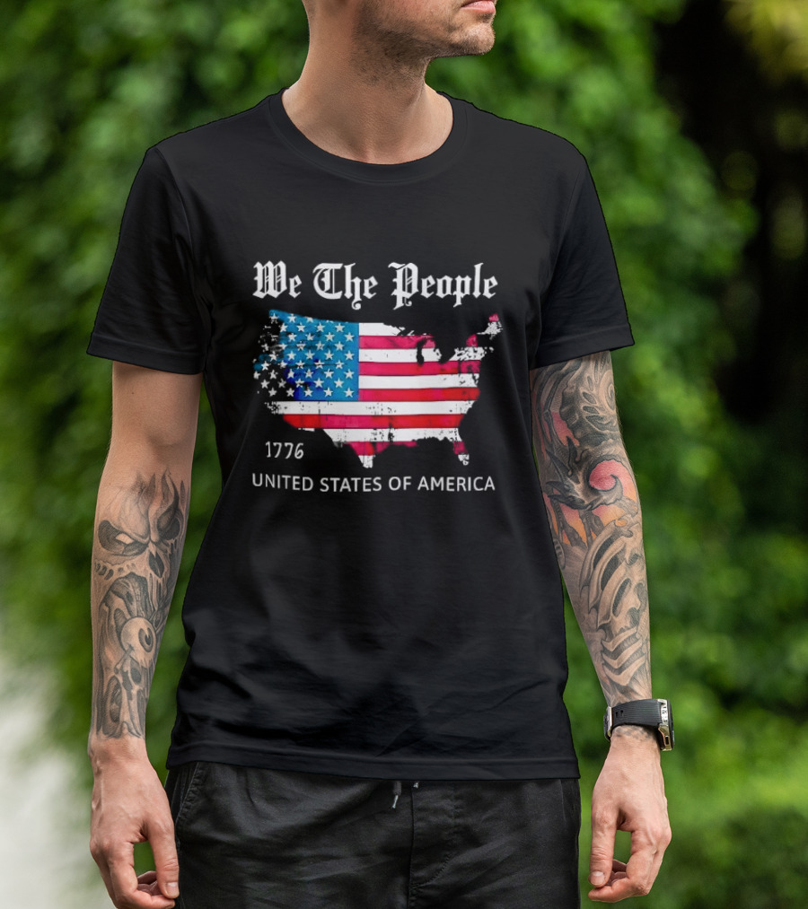 We The People 1776 Distressed USA Map Flag United States Of America T-Shirt
