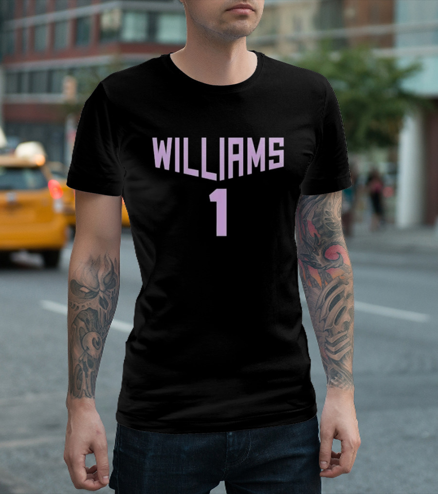 Williams 1 Purple Arched Block Font Jersey T-Shirt